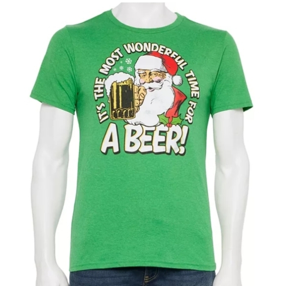 Christmas Holiday Tee Most Wonderful Time for a Beer Santa T-shirt Size S - Picture 1 of 4